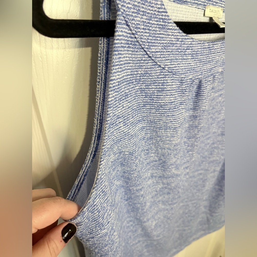 Talbots Sleeveless Jacquard Top – Blue & White Nautical Print – Size L - Picture 5 of 9